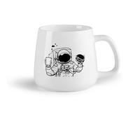 AYUEHBN Fruta de cerámica Taza de Té y Café Genial Cosmonauta espacial, hamburguesa espacial, bebida, comida rápida （14oz/400ml） Regalo para hombre o mujer