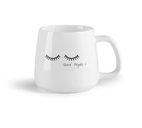 AYUEHBN Fruta de cerámica Tazas blancas Palabras de cita de buenas noches con ojos de dibujos animados para guardería （14oz/400ml） Bonito regalo de Navidad
