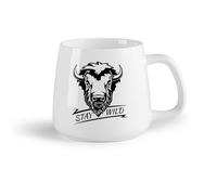 AYUEHBN Fruta de cerámica Tazas con Asas Cómodas Frase de animal de cabeza de toro: Mantente salvaje （14oz/400ml） Apto para lavavajillas y microondas, para la oficina y el hogar