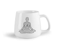 AYUEHBN Fruta de cerámica Tazas con Asas Cómodas Postura del loto meditando en el Mandala del Centro de Yoga （14oz/400ml） Para cafetería o restaurante