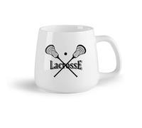 AYUEHBN Fruta de cerámica Tazas de Café con Asa Deportes de jugador de lacrosse con palo y pelota （14oz/400ml） Apto para lavavajillas y microondas, para la oficina y el hogar