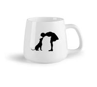 AYUEHBN Fruta de cerámica Tazas de Café con Asa Perro con dueño Amantes de las mascotas Tiendas de mascotas Beso （14oz/400ml） Para té, café, infusión caliente