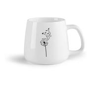 AYUEHBN Fruta de cerámica Tazas de café de gres con asa Flor de diente de león con patrones de pájaros, verano natural （14oz/400ml） Para el hogar y la oficina