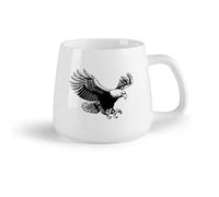 AYUEHBN Fruta de cerámica Tazas de café de gres con asa Gran pájaro tribal, símbolo americano, garras de águila en vuelo （14oz/400ml） Para el hogar y la oficina