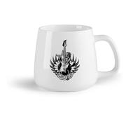 AYUEHBN Fruta de cerámica Tazas de café de gres con asa Guitarra eléctrica Música Estrellas de rock Plumas （14oz/400ml） Para bebidas calientes, latte, capuchino