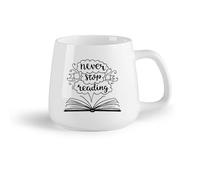 AYUEHBN Fruta de cerámica Tazas de café de gres con asa Nunca dejes de leer Cita Biblioteca de libros abiertos （14oz/400ml） Para té, café y bebidas calientes