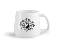 AYUEHBN Fruta de cerámica Tazas de té, café y chocolate caliente Adorno de flor de loto con mandala Yin Yang （14oz/400ml） Tazas de cerámica para el hogar o el trabajo