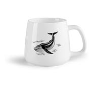 AYUEHBN Fruta de cerámica Tazas de té, café y chocolate caliente Ballena Animales Marinos Océano Mar （14oz/400ml） Apto para lavavajillas y microondas, para la oficina y el hogar