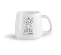 AYUEHBN Fruta de cerámica Tazas de té, café y chocolate caliente Libro educativo sobre el símbolo del búho （14oz/400ml） Taza de cerámica para capuchino, té, leche