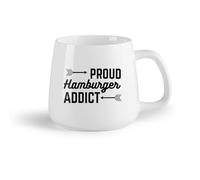 AYUEHBN Fruta de cerámica Tazas de té y café con estilo Cafetería con letras de comida rápida de Proud Hamburger Addict （14oz/400ml） Para hombres y mujeres
