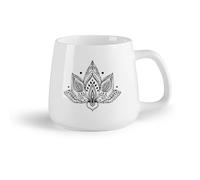 AYUEHBN Fruta de cerámica Tazas Grandes para Bebidas Calientes Patrones de flores de loto Yoga Budismo （14oz/400ml） Tazas de cerámica para el hogar o el trabajo