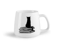 AYUEHBN Fruta de cerámica Vajilla de Cerámica para Hogar Biblioteca del Rincón de Lectura de Cat Books （14oz/400ml） Cappuccino, Latte Macchiato, té, espresso