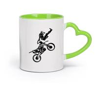 AYUEHBN Grandes tasses à thé, café et chocolat chaud Vitesse Sport extrême Course de motards （11oz/320ml） Idéal pour la maison, le bureau, les cafés, idées cadeaux Vert