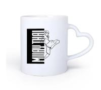 AYUEHBN Poignée en céramique en forme de cœur Coffret cadeau pour tasse à latte avec anse Muay Thai Sports Combats Boxe 11oz/320ml Café, thé, latte, lait, cacao, jus et autres boissons chaudes