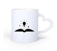 AYUEHBN Poignée en céramique en forme de cœur Grandes tasses à thé, café et chocolat chaud Livre de bonnes idées Bulb Office Kowledge 11oz/320ml Tasse à café en céramique pour cappuccino, thé, lait