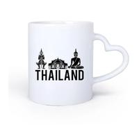 AYUEHBN Poignée en céramique en forme de cœur Tasse en céramique pour la maison et le bureau Bouddha Méditation Hindouisme Thaïlande Thaï 11oz/320ml Porcelaine fine céramique