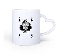 AYUEHBN Poignée en céramique en forme de cœur Tasses en céramique pour café, lait, thé Cartes à jouer Ace Poker Gambler Skull King 11oz/320ml Cappuccino, latte macchiato, thé, expresso