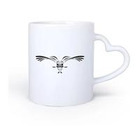 AYUEHBN Poignée en céramique en forme de cœur Tasses en céramique pour café, lait, thé Pépinière de hiboux Night Bird Wings 11oz/320ml Élégant et durable - Compatible micro-ondes et lave-vaisselle
