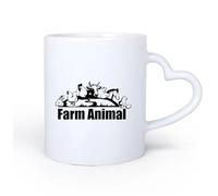 AYUEHBN Poignée en céramique en forme de cœur Tasses et tasses tendance Village d'animaux de la ferme Vache Cochon Poulet Cheval 11oz/320ml Tasse à café en céramique pour cappuccino, thé, lait