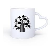 AYUEHBN Poignée en céramique en forme de cœur Tasses tendance pour thé et café Internet Cloud Technologie Communication Informatique 11oz/320ml Pour thé, café et boissons chaudes