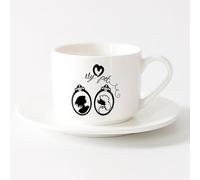 AYUEHBN Tasse à café avec anse - Céramique classique Fille Femme Portrait Mon Animal de Compagnie （6oz/175ml） Cadeau pour homme ou femme Service à thé tasse et soucoupe (blanc)