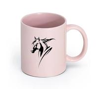 AYUEHBN Tasse à café avec anse - classique Maison des animaux à tête de cheval （11oz/320ml） Parfait pour les cuisines, restaurants et cafés, excellente idée cadeau Rose
