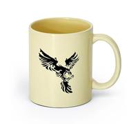 AYUEHBN Tasse à café avec anse - classique Oiseau de proie Aigle volant Faucon （11oz/320ml） Pour café, soupe, thé, lait, latte, chocolat chaud, pour femmes et hommes Beige