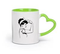 AYUEHBN Tasse en pour café, thé et cacao Girl Power Beauté Femme Force Muscle （11oz/320ml） Pour café, soupe, thé, lait, latte, chocolat chaud, pour femmes et hommes Vert