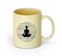 AYUEHBN Tasse en pour la maison et le bureau Méditation Mantra Bouddhisme Zen （11oz/320ml） Pour café, soupe, thé, lait, latte, chocolat chaud, pour femmes et hommes Beige