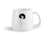 AYUEHBN Taza de Cerámica para Café, Té y Cacao Retrato de una niña afroamericana （14oz/400ml） Regalo divertido para amantes del café, mejores amigos del trabajo, compañeros de trabajo y amigos