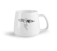AYUEHBN Tazas de té, café y chocolate caliente Ángel Cupido con arma automática （14oz/400ml） Regalo divertido para amantes del café, mejores amigos del trabajo, compañeros de trabajo y amigos