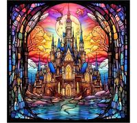 Ayuhr-40x40cm Diamond Painting Château, Diamant Boderie Diamant Châteaux Féerique, 5d Broderies Diamants Château Fenêtres Colorées, Diamond Painting Les Églises, Peinture Diamant Gothique