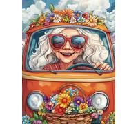 Ayuhr-5d Diy Diamond Painting Kits Dessin Animé De Voiture, Grand-Mère Broderie Diamant Kits De Broderie Au Point De Croix Strass Rond Résine Peinture Décor À La Maison 30x40 Cm