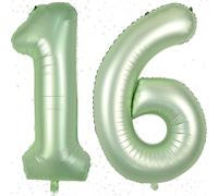 Ayuhr-Ballons En Forme De Chiffre 40 - Film Aluminium Mylar - Auto-Gonflant - 101,6 Cm - Pour Décoration De Fête D'anniversaire - Vert Sauge