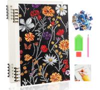 Ayuhr-Diamond Painting Carnet De Notes, Fleurs Colorées Et Papillons, Peinture Diamant Cahier Spirale, Diamant Painting Cahier, Journal De Poche Ligné Bloc-Notes Pour Le Travail D'écriture 120 Pages