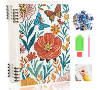 Ayuhr-Diamond Painting Carnet De Notes, Vallée Des Fleurs, Peinture Diamant Cahier Spirale Beaux Papillons, Diamant Painting Cahier, Journal De Poche Ligné Bloc-Notes Pour Le Travail D'écriture 120 P