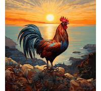 Ayuhr-Diy 5d Diamond Painting Kits Coq, Animaux Broderie Diamant Kits De Broderie Au Point De Croix Strass Rond Résine Peinture Décor À La Maison 30x30 Cm