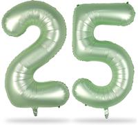 Ayuhr-Grands Ballons D'anniversaire En Forme De Chiffres 60 De 101,6 Cm En Mylar Pour Hommes Et Femmes - Pour Décoration De Fête D'anniversaire - Vert Sauge