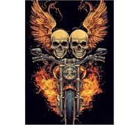 Ayuhr-Peinture Diamant Tête De Mort Avec Ailes 30 X 40 Cm Peinture Diamant Moto Et Tête De Mort Crâne Feu Mosaïque Diamant Peinture Art Broderie Point De Croix Images Cadeau Décoration Murale