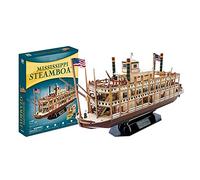 AYUNJIE Commerce Mondial Mississippi Steamboat 3D Puzzle Modèles De Navires Jouets 1 : 100 Kit De Construction De Puzzle De Navire 3D, 142 Pièces Décor De Bureau De Puzzle De Voilier