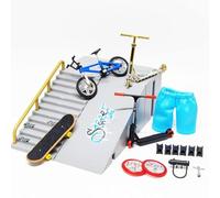 AYUNJIE Finger Skateboard Field Scene Combinaison Ensemble De Jouets Mini Simulation Vélo Scooter + Vélo + Pantalon