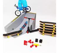 AYUNJIE Finger Skateboard Field Scene Combinaison Mini Simulation Vélo Jouet Ensemble Scooter + Vélo + Pantalon