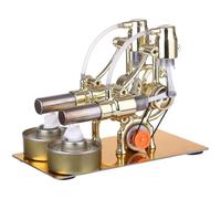 AYUNJIE Modèle de Moteur Stirling à Double Cylindre avec diode et Ampoule LED, modèle de générateur de Type l expérience Scientifique Jouet éducatif