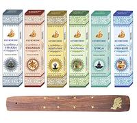 Ayurvedic Lot de 90 bâtons d'encens assortis + porte-encens NAG CHAMPA MEDITATION CHAKRA YOGA STRESS RELIEF CHANDAN