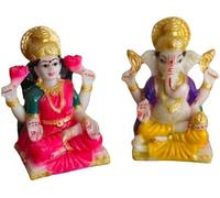 AYUSHNAIK Laxmi Ganesh Murti pour Diwali Puja, Lakshmi Ganapati Murti pour la maison, le bureau, les articles de décoration de Diwali, statue en terre cuite faite à la main, idoles Pooja, pièce
