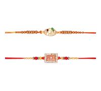 AYUSHNAIK Lot de 2 bracelets fantaisie Shree avec perles multicolores Rakhee pour frère Raksha Bandhan au design unique Rakhee pour frère Raksha Bandhan Bracelet Bhaiya