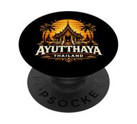 Ayutthaya Thaïlande Rétro Coucher de Soleil Temple Ruines Voyage Design PopSockets PopGrip Adhésif