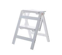 AYVADA Tabouret Échelle en Bois 2 Marches Marchepied Pliable Multifonction-Échelle Échelle Bibliothèque De Cuisine À La Maison, Capacité De 150 Kg (3 Couleurs) (Couleur : Blanc)