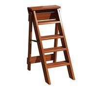 AYVADA Tabourets d'échelle en Bois à 5 marches Chaises d'escabeaux Pliantes en Bois Massif Naturel pour la Cuisine de la bibliothèque ou Le Jardin à la Maison, chaises d'escabeau Portables d'intéri