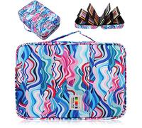 AYVANBER Grande capacité Couleur étui à Crayons Organisateur 304 Fentes Porte-Stylo Pochette de Rangement étanche Gel marqueur Stylo Sac boîte pour Adolescents étudiant Artiste (Bleu ondulé)